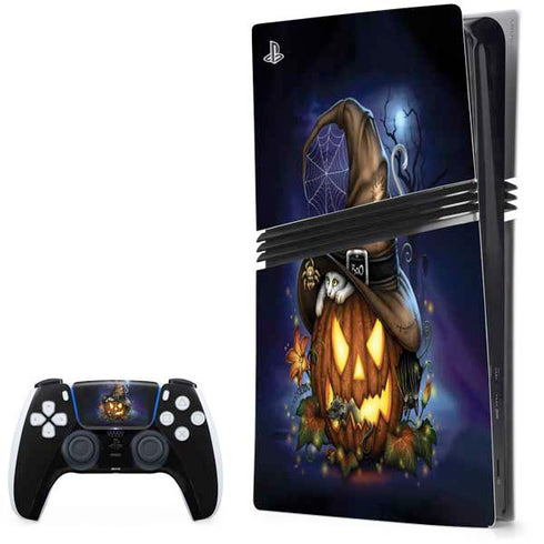 Halloween Cat and Jack O Lantern Pumpkin by Sarah Richter PlayStation PS5 Skins